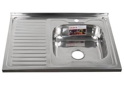 FABIA 62275R Мойка 80х60 наклад правая 0.6 мм + большой сифон с переливом