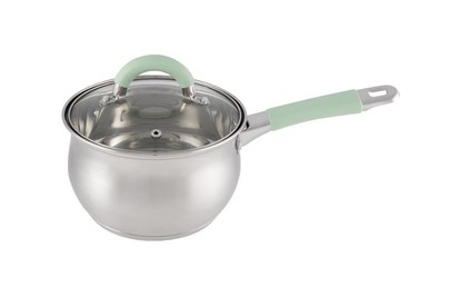 MALLONY Ковш MENTOLO, 1,9 л, из нержавеющей стали с крышкой, ручки с силиконом (103575)