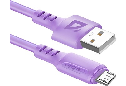 DEFENDER (87108VIO) USB кабель F207 Micro 1м,2.4А,силикон