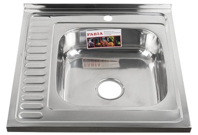 FABIA 62273R Мойка 60х60 наклад правая 0.6 мм + большой сифон с переливом