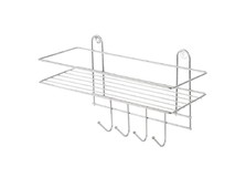 РЫЖИЙ КОТ Полка настенная Lecco Plus 33*12,5*21 см 4 крючка хром (310865)