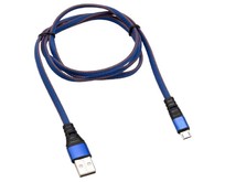 REXANT (181163) Кабель REXANT USBmicroUSB 1 м, плоский провод, синяя джинсовая оплетка