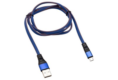 REXANT (181163) Кабель REXANT USBmicroUSB 1 м, плоский провод, синяя джинсовая оплетка