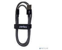 PERFEO (U4802) USB A вилка  Micro USB вилка, чернобелый, 3 м