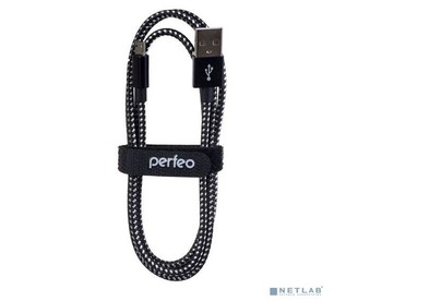 PERFEO (U4802) USB A вилка  Micro USB вилка, чернобелый, 3 м
