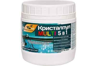 КРИСТАЛПУЛ MULTI 5 в 1 для бассейнов, табл. 20 г, банка 0,5 кг 107662