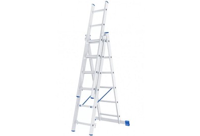 СИБРТЕХ Лестница, 3 х 7 ступеней, алюминиевая, трехсекционная, Россия 97817