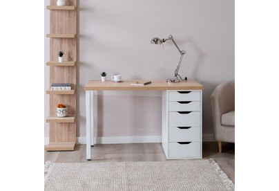 ГУД ЛАКК S00883 Ингар 1/5Т стол письменный 120x75x55, дуб беленый/белый (3 пак.)