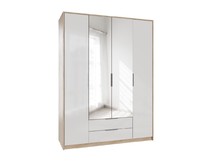 МЕБЕЛЬКОМПЛЕКС Нордик Шкаф 4х створчатый с зеркалами Дуб сонома/Белая Аляска