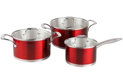 POMIDORO POMI D'ORO PSS640027 Prezioso Набор кастрюль 20см, 24см и соусник 16см с крышками