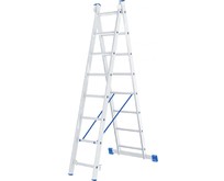 СИБРТЕХ Лестница, 2 х 8 ступеней, алюминиевая, двухсекционная, Россия,