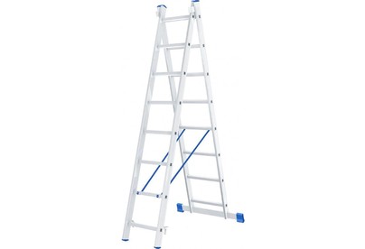 СИБРТЕХ Лестница, 2 х 8 ступеней, алюминиевая, двухсекционная, Россия,