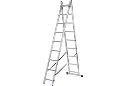 СИБРТЕХ Лестница, 2 х 9 ступеней, алюминиевая, двухсекционная, 97909