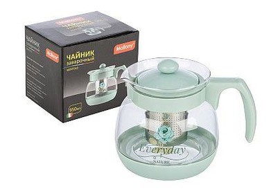 MALLONY Чайник заварочный MENTOLO, 950 мл из жаропрочного стекла с фильтром нерж стали