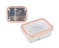 MALLONY Контейнер GUSTO,1000 мл, 2 секции, из жаропроч. стекла с крышкой с защёлками, темп.режим 40 +300С (008677)