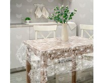 РЫЖИЙ КОТ Скатерть ПВХ Гибискус коллекция Ажур размер 110х132 см