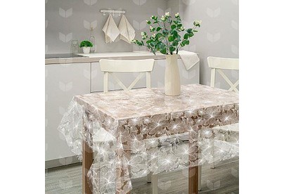 РЫЖИЙ КОТ Скатерть ПВХ Гибискус коллекция Ажур размер 110х132 см