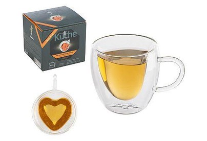 LEONORD Кружка в форме сердца AROMA 300 мл из боросиликатного стекла с двойными стенками