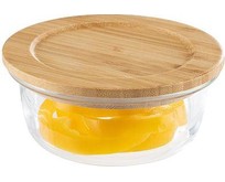 LEONORD Контейнер BAMBU, объем: 400 мл, из жаропрочного стекла с крышкой из бамбука, круглый (106023)