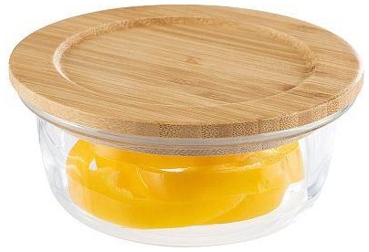 LEONORD Контейнер BAMBU, объем: 400 мл, из жаропрочного стекла с крышкой из бамбука, круглый (106023)