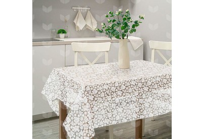 РЫЖИЙ КОТ Скатерть ПВХ Розы коллекция Ажур размер 110х132 см (106450)