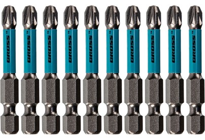 GROSS Бита торсионная PZ3 x 50 мм, для ударных шуруповертов, 10 шт. 11496