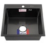 GFFRANK 50502G Мойка врезная 50х50 см цвет графит, толщина 2,0 х 0,6 мм, глубина 200 мм + большой сифон с переливом