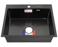 GFFRANK 60502G Мойка врезная 60х50 см цвет графит, толщина 2,0 х 0,6 мм, глубина 200 мм + большой сифон с переливом