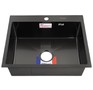 GFFRANK 60502G Мойка врезная 60х50 см цвет графит, толщина 2,0 х 0,6 мм, глубина 200 мм + большой сифон с переливом