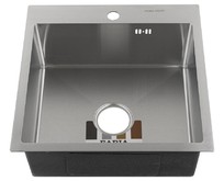 FABIA PROFI 505033 Мойка врезная 50х50 см, ДИЗАЙН толщина 3,0 х 0,8 мм, глубина 220 мм + большой сифон с переливом + корзина +коврик