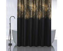САНАКС 01107 Штора с рисунком, золотые перья на черном, в ванную комнату, без колец  полиэстэр, 180 х 180 см