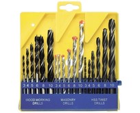 SPARTA Набор сверл по бетону, металлу, дереву 3456810 мм, 18 шт, пластиковый бокс, цилиндрический хвостовик 725305