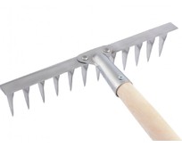 СИБРТЕХ Грабли, нержавеющая сталь, 290х1300 мм, 12 витых зубьев, деревянный черенок 61754