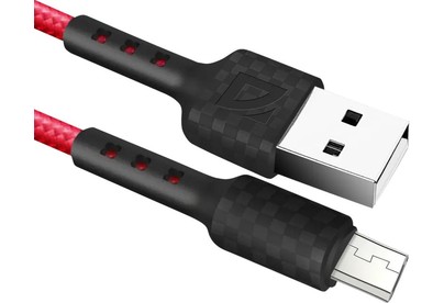 DEFENDER (87115RED) USB кабель F181 Micro 1м, 2.4А, нейлон