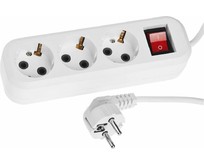 СИБИН Удлинитель электрический, ПВС сечение 0,75кв мм, 3 гнезда, макс мощн 2200Вт, 5м, заземление, выключатель 550365