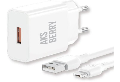 AKSBERRY (6972969383071) T42 QC3.0 + кабель MicroUSB, белый