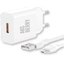 AKSBERRY (6972969383071) T42 QC3.0 + кабель MicroUSB, белый