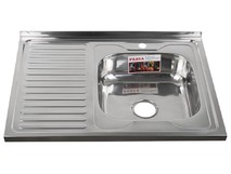 FABIA 62275R Мойка 80х60 наклад правая 0.6 мм + большой сифон с переливом