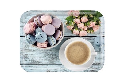 MALLONY Поднос сервировочный FANTASIA, размер 28,9*18,9*1,8 см, из термостойкого пластика с дизайном (008259)