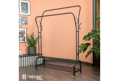 HELEX Двойная напольная вешалка для одежды W21, чёрная