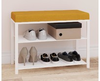 ЗМИ Банкетка Торонто 23S (TORONTO 23S banquet&shoes) цвет каркаса белый, цвет сиденья горчичный БТ23СБГ