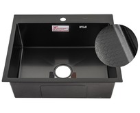 FABIA PROFI 605033G Мойка врезная 60х50 см, ГРАФИТ, ДИЗАЙН толщина 3,0 х 1 мм, глубина 220 мм + большой сифон с переливом + корзина +коврик