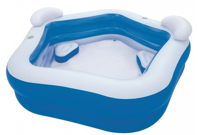 BESTWAY 54153 Бассейн надувной Bestway 213*206*69 см, 575 л, с сиденьями и подголовниками