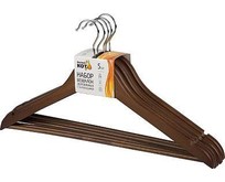 РЫЖИЙ КОТ Набор вешалок деревянных с перекладиной, 5 шт, цвет темнокоричневый (107912)