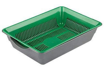РЫЖИЙ КОТ Лоток глубокий с сеткой 36*25*9 см., серозеленый (106094)