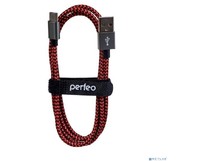 PERFEO (U4901) USB A вилка TypeC вилка, чернокрасный, длина 1 м