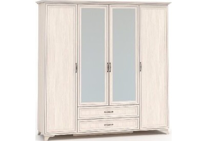 МЕБЕЛЬКОМПЛЕКС Мирелла Шкаф 4х створчатый Бодега Светлая/Патина