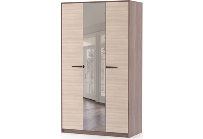 МЕБЕЛЬКОМПЛЕКС Оптима Шкаф 3х створчатый с зеркалом Шимо темный/Шимо светлый