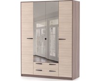 МЕБЕЛЬКОМПЛЕКС Оптима Шкаф 4х створчатый с зеркалами Шимо темный/Шимо светлый