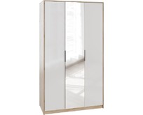МЕБЕЛЬКОМПЛЕКС Нордик Шкаф 3х створчатый с зеркалом Дуб сонома/Белая Аляска